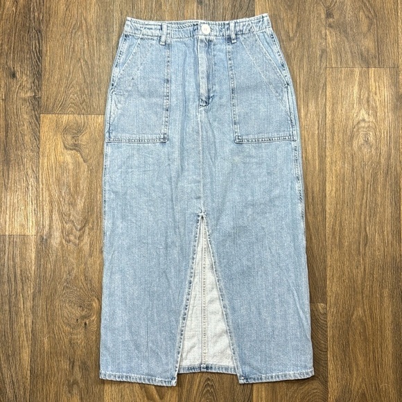 Denim Jean Front Slit Trend Skirt - Picture 1 of 8